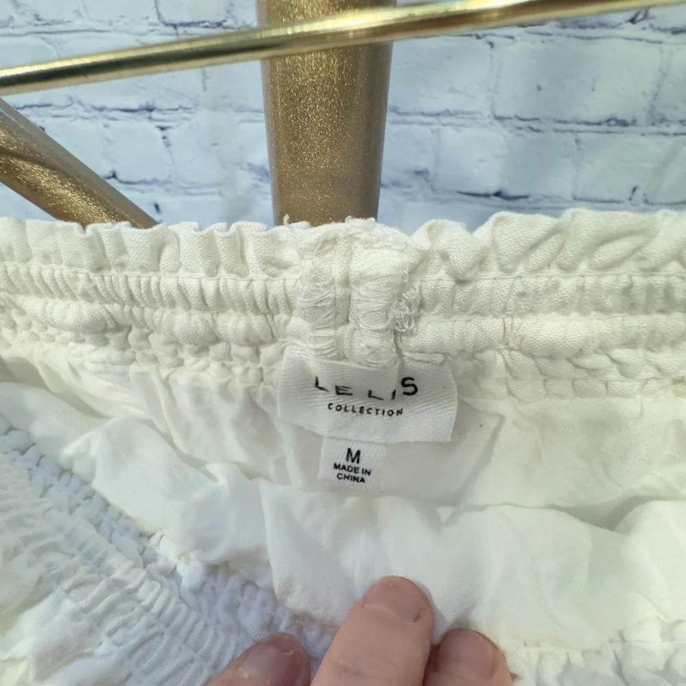 Le Lis Collection White Ruffle Tiered Linen Blend Mini Skirt Size Medium
